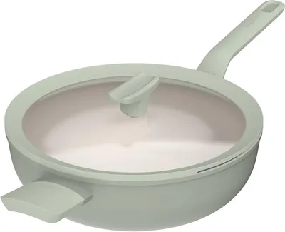Produktbild von BergHOFF Leo Wokpfanne, 32 cm, grün, Aluminium, induktionsgeeignet, keramikbeschichtet, mit Glasdeckel, antihaft, Cool-Touch-Griff, rund