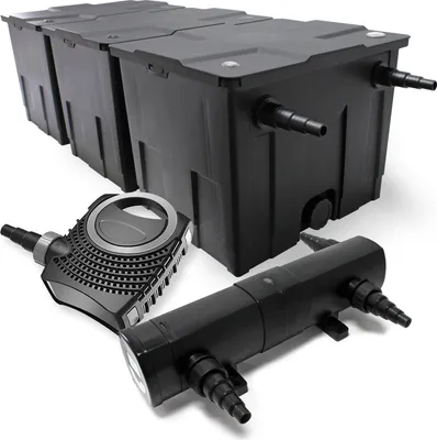 Produktbild von Wiltec Komplettset: CBF-350C Teichfilter bis 90000 L Teichfilteranlage als Durchlauffilter, NEO10000 SuperECO Teichpumpe 10000l/h 80W, CUV-218 Teichklärer UVC Klärer mit 18W