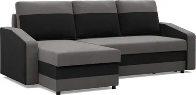 A sectional sofa with a chaise lounge is shown from the front.