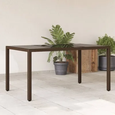 Produktbild von Maison Exclusive - Gartentisch mit Glasplatte Braun 150x90x75 cm Poly Rattan