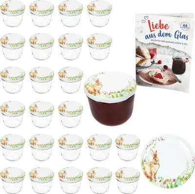 Produktbild von 25er Set Sturzglas 230ml Einmachglas Osterfreude Deckel Heft Ostern