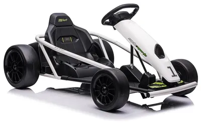 Zdjęcie produktu dla Elektryczny gokart – Drift Kart – akumulator 24 V – dwa silniki o mocy 300 W – prędkość 13 km/h – odtwarzacz muzyki – od 14 lat – biały