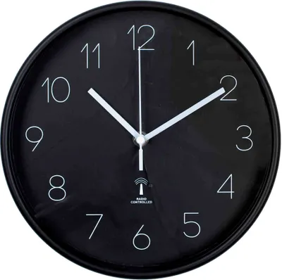 Produktbild von B&S Funkwanduhr Analog Uhr rund Ø 25 cm schwarz Kunststoff
