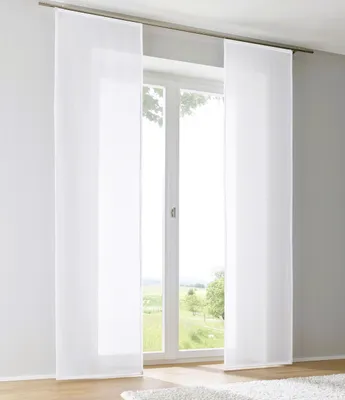 Produktbild von Schiebegardine / Schiebevorhang Enya uni weiss ( 1 Stück ) Breite 60 cm + Höhe 145 cm