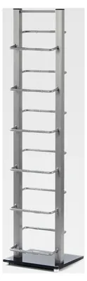 Produktbild von CD Ständer Regal Lounge Tower 92cm (H) aus Metall und Glas zur Aufbewahrung von ca. 85 CDs