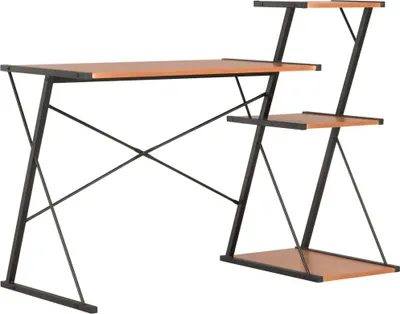 Produktbild von "2026 Promotion" Schreibtisch mit Regal Schwarz und Braun 116×50×93 cm - Schreibtische CC2052