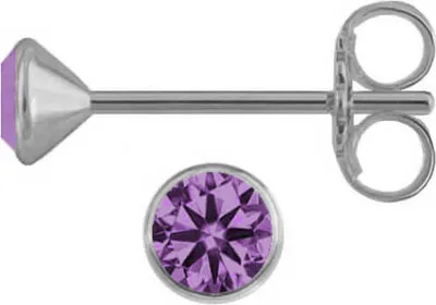 Produktbild von Kelchohrstecker 925 Sterling Silber mit Zirkonia in lila 2-5mm Größe - 3 mm