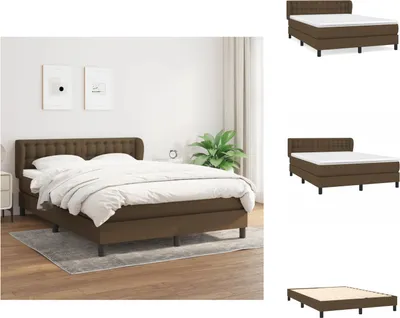 Produktbild von vidaXL Boxspringbett mit Matratze Dunkelbraun 140x200 cm Stoff -  Betten & Bettgestelle