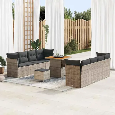 Image de Maison Exclusive - Ensemble canapé de jardin 11 pièces gris polyrotin