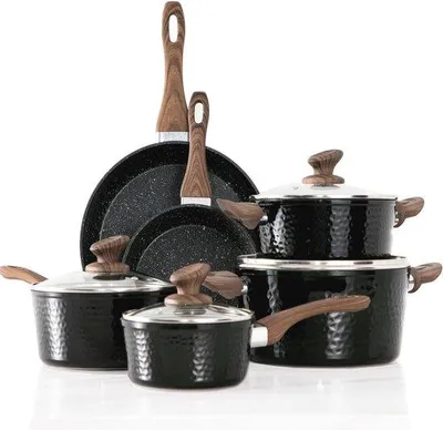 Produktbild von Famanu Kochgeschirr Set 15-teilig - Granitpfannen und Antihaftpfannen
