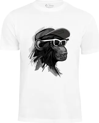 Produktbild von Cotton Prime® T-Shirt mit Affenmotiv - Cool Monkey mit Brille XL weiss