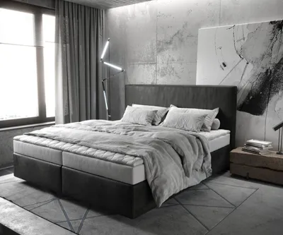 Produktbild von DELIFE Boxspringbett Dream-Well 180x200 cm Mikrofaser Anthrazit Vintage mit Matratze und Topper
