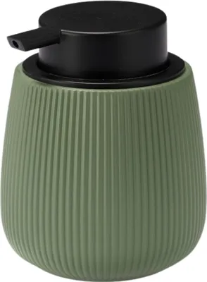 Immagine prodotto di BERILO | Dispenser per sapone - Dispenser per liquidi - 11 x 9 cm - verde - a strisce - con pompa dosatrice