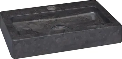 Image de vidaXL Lavabo mural noir 38x24x6,5 cm marbre