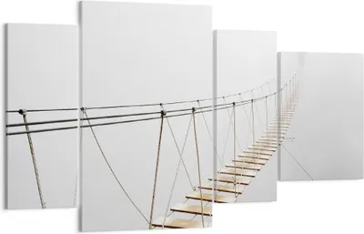 Produktbild von Bild auf Leinwand - Leinwandbild - 4 Teile - Brücke ausgesetzt Nebel - 120x70cm - Wand Bild - Wanddeko - Wandbilder - Leinwanddruck - Bilder - Wanddekoration - Leinwand bilder - DL120x70-5018