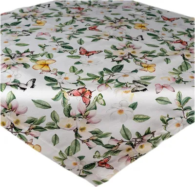 Produktbild von Tischdecke Tischläufer Druck Frühlingsblüte &Schmetterlinge Frühling 85 x 85 cm