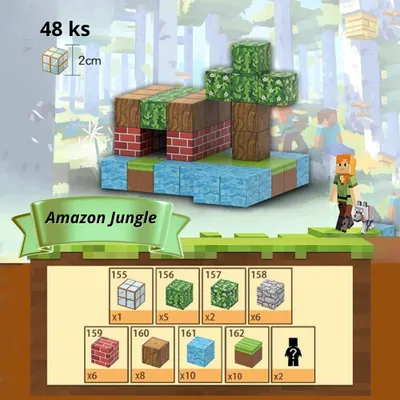 Obrázek produktu pro Magnetické stavební kostky – Montessori stavebnice STEM pro děti - Set: Amazon Jungle (48 pcs) - Kreativní dárek