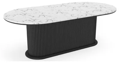 Produktbild von Esstisch Holz Esszimmertisch modern schwarz ovaler Tisch Möbel Modern Neu