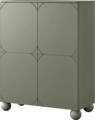 Produktbild von Wohnzimmer-Highboard mit 120 cm Breite in grün matt, Kugelfüße, 2 Türen, 2 Schubladen - SPLIT-141