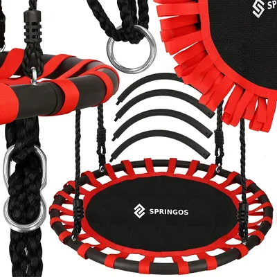 Produktbild von SPRINGOS Gartenschaukel Nestschaukel, Durchmesser 110 cm, Storchennest, Tellerschaukel, max. Belastung 100 kg (Schwarz-Rot 110 cm)