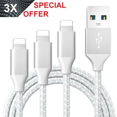 Produktbild von 3x Schnellladekabel für iPhone 14 13 12 11 10 9 8 7 6 X XS XR Pro Max Plus für Apple iPhone Datensynchronisationskabel Schnell Ladekabel - 1m Weiß