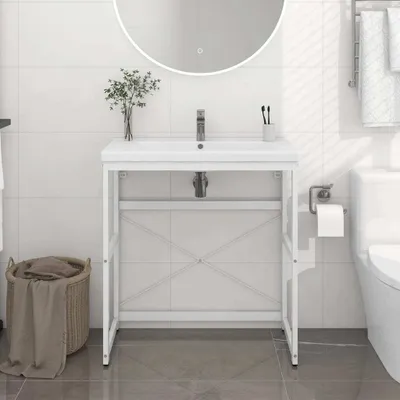 Immagine prodotto di The Living Store Mobile da bagno bianco 79x38x83 cm in ferro