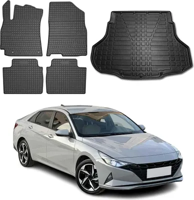 Immagine prodotto di Set di tappetini e rivestimenti per il bagagliaio per Hyundai Elantra 2020-2025 in gomma nera 5x