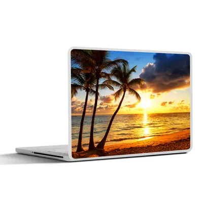 Produktbild von MuchoWow® Laptop Aufkleber Sticker Cover Strand - Horizont - Sonnenuntergang - Palme - Meer 25x18 cm - Laptop-Deko