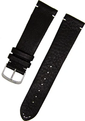 Produktbild von Uhrenarmband echtes Elch Leder schwarz mit weißer Naht 22mm Neu