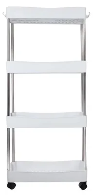Image de Etagère sur roulettes, 4 étagères, blanc