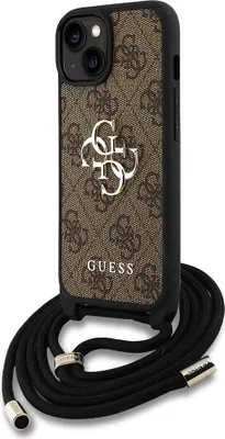Produktbild von Guess Polyurethan4g Metal Logo Crossbody Strap Iphone 15 Handyhülle Braun  Braun One Size