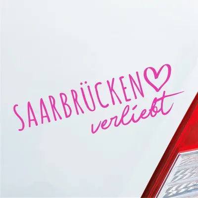 Produktbild von Auto Aufkleber Hellweg Druckerei Saarbrücken verliebt Herz Stadt Heimat Liebe Car 19x19 cm Pink Sticker Heckscheibenaufkleber