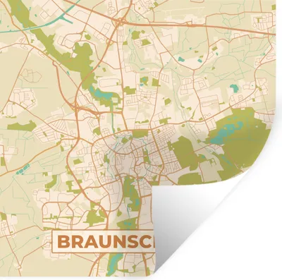 Produktbild von MuchoWow® Wandtattoo Wandsticker Wandaufkleber Braunschweg - Karte - Vintage - Stadtplan 80x80 cm Selbstklebend und Repositionierbar - Wierderverwendbar - Selbstklebend