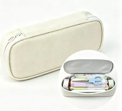 Obrázek produktu pro Pouzdro na pera, pouzdro na psací potřeby, etui, pouzdro, pera, béžová barva, velké kapacita, pouzdro na tužky, velké pouzdro, držák na psací potřeby, školní potřeby, psací stůl se zipem