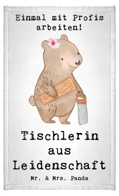 Produktbild von Mr. & Mrs. Panda Handtuch Tischlerin Leidenschaft - Weiß - Geschenk, gäste wc, Baumwollhandtuch, Mini-Handtuch, Frotteetuch, Klein