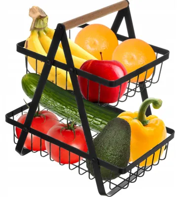 Obrázek produktu pro Vilde Dvoupatrový kovový koš na ovoce černý
