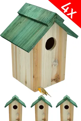 Produktbild von 4x Vogelhaus Nistkasten Nisthöhle Nisthaus Nisthilfe Meisenhaus Holz Häuschen
