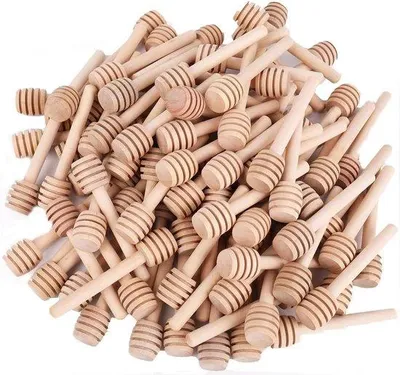 Produktbild von DigiRigi® 100er Set Mini Honiglöffel aus Holz – Fledermaus‑Form, 8 x 2 cm (7,5 cm), lebensmittelecht, für 30–120 ml Gläser