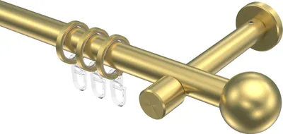 Produktbild von Interdeco Gardinenstange / Vorhangstange Messing-Optik, Typ Prestige Luino (Kugel), 20 mm Ø 1-läufig, 220 cm