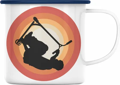 Produktbild von Trendation - Scooter Roller Fahrer Geschenk Emaille Tasse Scooterfahrer Geschenkidee Scooting Geschenkidee Jungs Profi Scooterfahrer Pro (Blau)