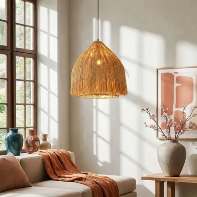 Image de Suspension en rotin Milton & Oldbrook, diamètre 30 cm, finition naturelle