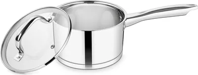 Immagine prodotto di casseruola da 16 cm Fondo in acciaio inox a 3 strati Caraffa per il latte con coperchio in vetro - adatta all'induzione - Casseruola da 1,9 litri - sana e lavabile in lavastoviglie