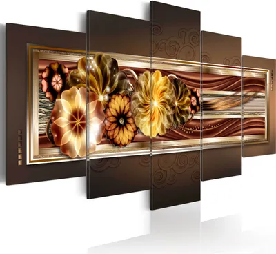 Produktbild von Modernes Wandbild 020101- 211 (100x50) - 5 Teilig Bilder Fotografie auf Vlies Leinwand Foto Bild Dekoration Wand Bilder Kunstdruck Blumen Abstrakt