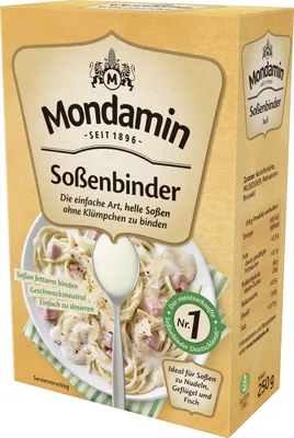 Produktbild von Mondamin Soßenbinder Hell ideal für eine helle Soße ohne Klümpchen fettarm und geschmacksneutral 250 g
