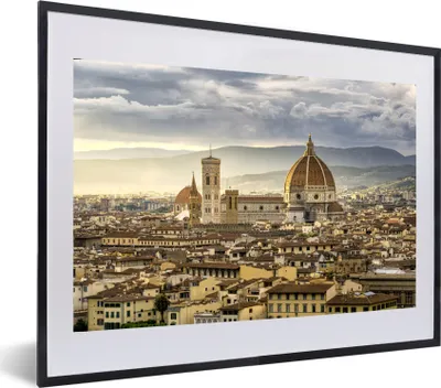 Produktbild von MuchoWow® MuchoWow® Gerahmtes Poster Italien - Sonnenuntergang - Florenz 60x40 cm - Poster mit zchwarzem Bilderrahmen - Schlafzimmer - Plakat in Rahmen - Drucken