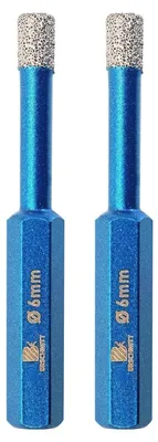 Produktbild von Diamant-Trockenbohrer 6mm Sechskant-Schaft für Keramik, Granit, Marmor 2 Stück