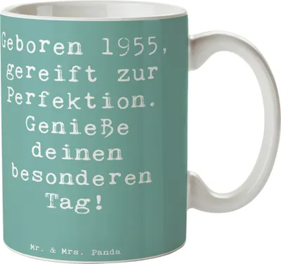 Produktbild von Mr. & Mrs. Panda Tasse Spruch 1955 Geburtstag - Meeresbrise - Geschenk, Geboren am, Geburtstagsfeier, Becher, Kaffeebecher, Happy Birthday, Glückwunsch, Geburtstagskind