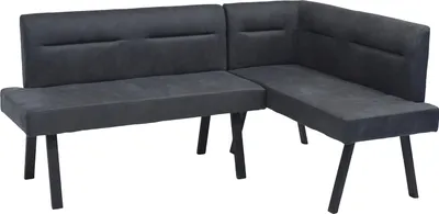 Produktbild von byLIVING Eckbank MONTREAL, langer Schenkel links, Bezug in anthrazit, Gestell in schwarz, Ziernaht im Rücken, Taschenfederkern, Esszimmerbank, Küchenbank, Maße: 181 x 128, H 87, T 56 cm