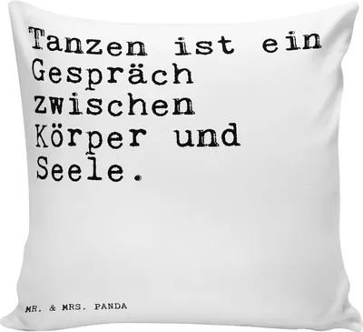 Produktbild von Mr. & Mrs. Panda Dekokissen Sofa Tanzen ist ein Gespräch... - Weiß - Geschenk, Kissen 40x40, Deko, kuschelkissen, für, Spruch, Party, Freundin, Zierkissen, Zitate
