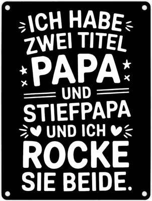 Produktbild von Papa und Stiefpapa Metallschild in 15x20 cm